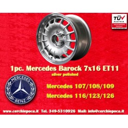 1 wheel Barock 7x16 5x112 Mercedes w107 w108 w109 w116 w123 w126 silver/polished