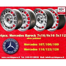 4 cerchi Barock 7x16 + 8x16 5x112 Mercedes w107 w108 w109 w116 w123 w126