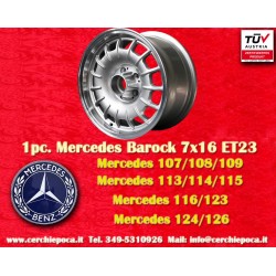 1 cerchio Barock 7x16 5x112 Mercedes w107 w108 w109 w113 w114 w115 w116 w123 w124 w126 silver/polished