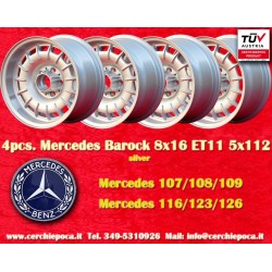 4 cerchi Barock 8x16 5x112 Mercedes w107 w108 w109 w116 w123 w126 silver