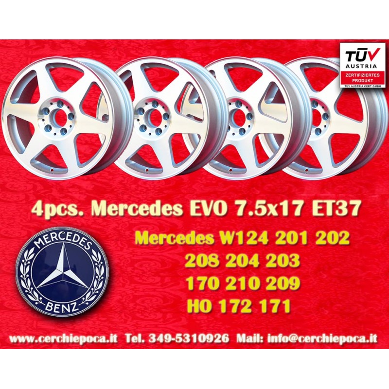 4 jantes Evo 7.5x17 5x112 Mercedes Audi Mercedes 124 129 140 201 202 203 204 207 208 209 210 211 212 170 171 172 HO Audi