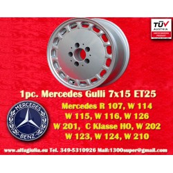 1 Felge Gullideckel 7x15 5x112 Mercedes w107 w116 w123 w124 w126 w201 w202 w210 HO silver