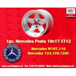 1 cerchio Penta 10x17 5x112 Mercedes w107 w108 w109 w116 w123 w126 silver/diamond cut