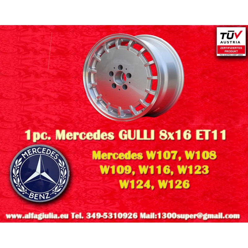 1 wheel Gullideckel 8x16 5x112 Mercedes w107 w108 w109 w116 w123 w126 silver/diamond cut