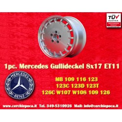 1 cerchio Gullideckel 8x17 5x112 Mercedes w107 w108 w109 w116 w123 w126 silver/diamond cut