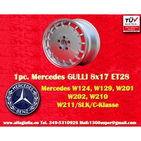 1 jante Gullideckel 8x17 5x112 Mercedes w107 w108 w109 w116 w123 w126 silver/diamond cut