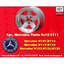 1 wheel Penta 8x16 5x112 Mercedes w107 w108 w109 w116 w123 w126 silver/diamond cut