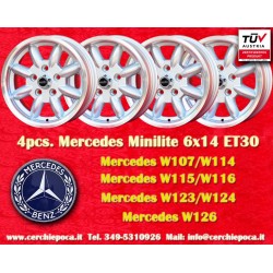 4 Felgen Minilite 6x14 5x112 Ford Mercedes Consul Granada P5 P6 P7 Mercedes 108 109 113 114 115 116 123 silver/diamond c