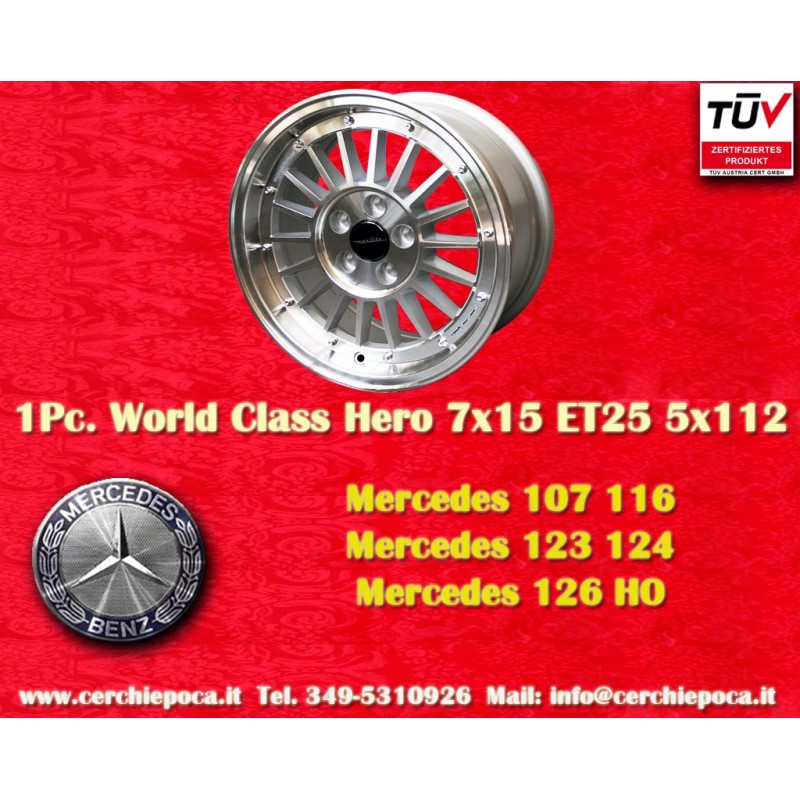 1 wheel WCHE 7x15 5x112 Mercedes Consul Granada P5 P6 P7 Mercedes 107 108 109 113 114 115 116 123  silver/diamond cut