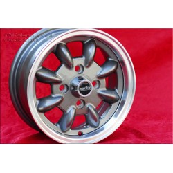 1 cerchio Minilite 5x12 4x101.6 Mini Mini Mk1-3 850 1000 1275 GT anthracite/diamond cut