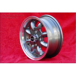 1 cerchio Minilite 5x12 4x101.6 Mini Mini Mk1-3 850 1000 1275 GT anthracite/diamond cut