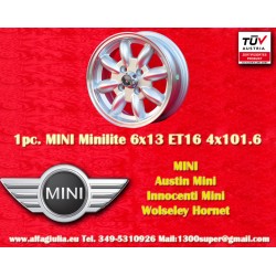 1 wheel Minilite 6x13 4x101.6 Austin Mini Mini Mk1-3 silver/diamond cut