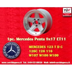 1 Felge Penta 8x17 5x112 Mercedes w107 w108 w109 w116 w123 w126 silver/diamond cut