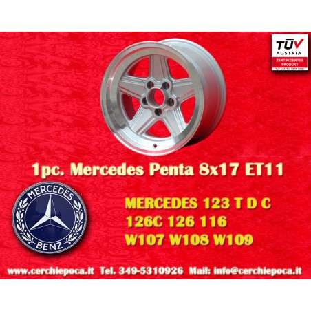 1 jante Penta 8x17 5x112 Mercedes w107 w108 w109 w116 w123 w126 silver/diamond cut