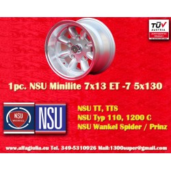 1 cerchio Minilite 7x13 5x130 Honda NSU NSU  TT TTS 110 1200C Wankelspider   Honda S 800 silver/diamond cut