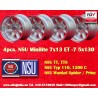 4 wheels Minilite 7x13 5x130 Honda NSU NSU  TT TTS 110 1200C Wankelspider   Honda S 800 silver/diamond cut