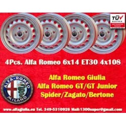 4 cerchi Campagnolo 6x14 4x108 Alfa Romeo Giulia 105 Berlina Coupe Spider GT GTA GTC silver