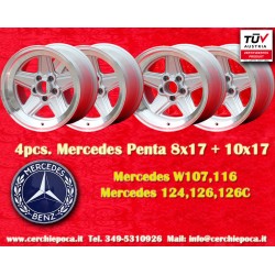 4 cerchi Penta 8x17 + 10x17 5x112 Mercedes w107 w108 w109 w116 w123 w126