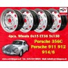 4 cerchi OE steel 6x15 5x130 Porsche 356 C SC 911 -1969 912 silver