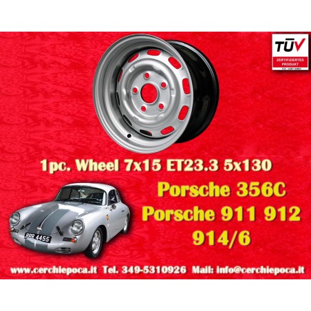 1 cerchio OE steel 7x15 5x130 Porsche 356 C SC 911 -1969 912 silver