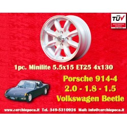 1 wheel Minilite 5.5x15 4x130 Porsche VW Porsche 914 1.7 1.8 2.0 Volkswagen Beetle 67- Karmann Ghia 67- Type 3 411 412 s