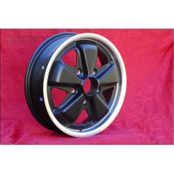 1 wheel Fuchs 4.5x15 5x130 Porsche 356 C SC 911 -1969 912 matt black/diamond cut