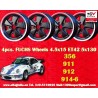 4 Felgen Fuchs 4.5x15 5x130 Porsche 356 C SC 911 -1969 912 matt black/diamond cut