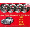 4 jantes Fuchs 4.5x15 5x130 Porsche 356 C SC 911 -1969 912 fully polished