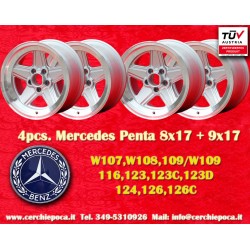 4 cerchi Penta 8x17 + 9x17 5x112 Mercedes w107 w108 w109 w116 w123 w126