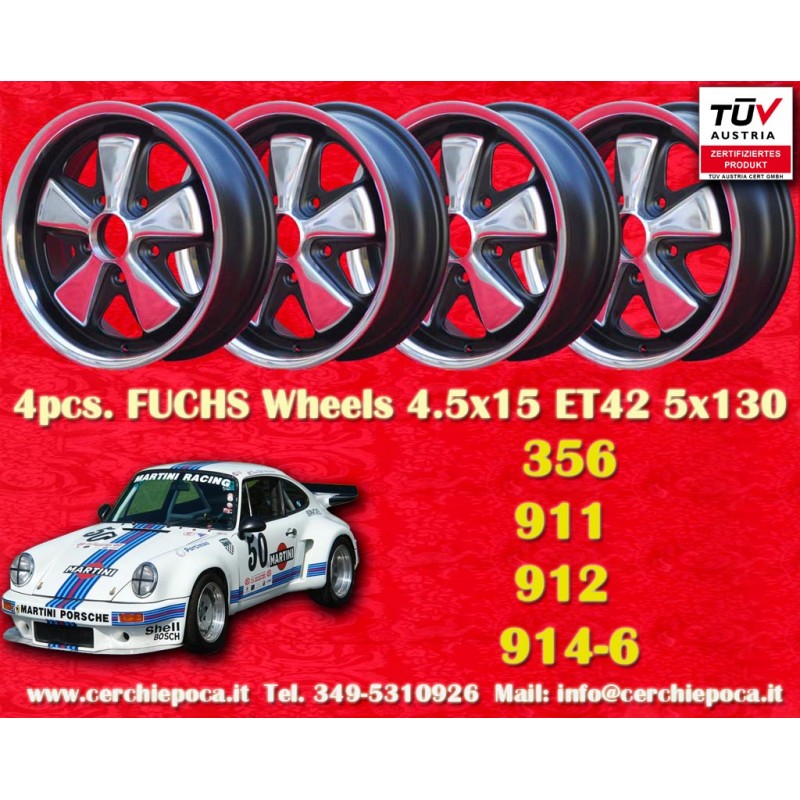 4 Felgen Fuchs 4.5x15 5x130 Porsche 356 C SC 911 -1969 912 RSR style