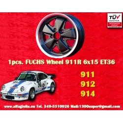 1 Felge Fuchs 6x15 5x130 Porsche 356 C SC 911 -1989 914-6 matt black/diamond cut