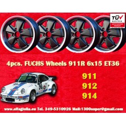 1 jante Fuchs 6x15 5x130 Porsche 356 C SC 911 -1989 914-6 matt black/diamond cut