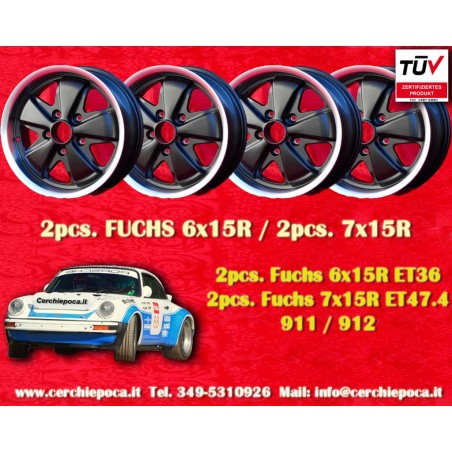 4 cerchi Fuchs 6x15 + 7x15 5x130 Porsche 356 C SC 911 -1989 914-6