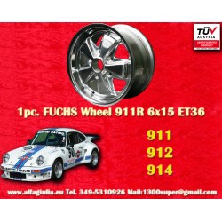 1 Felge Fuchs 6x15 5x130 Porsche 356 C SC 911 -1989 914-6 fully polished