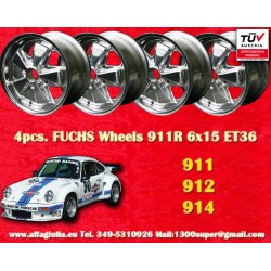 4 cerchi Fuchs 6x15 5x130 Porsche 356 C SC 911 -1989 914-6 fully polished