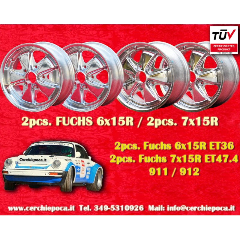 4 cerchi Fuchs 6x15 + 7x15 5x130 Porsche 356 C SC 911 -1989 914-6