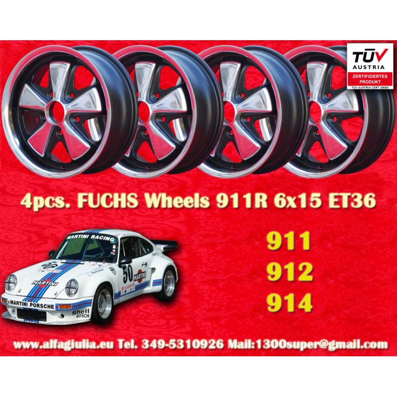 4 cerchi Fuchs 6x15 5x130 Porsche 356 C SC 911 -1989 914-6 RSR style