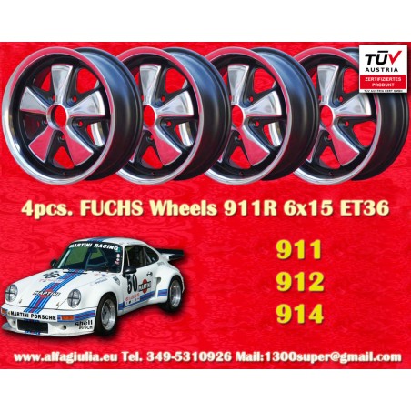 4 cerchi Fuchs 6x15 5x130 Porsche 356 C SC 911 -1989 914-6 RSR style