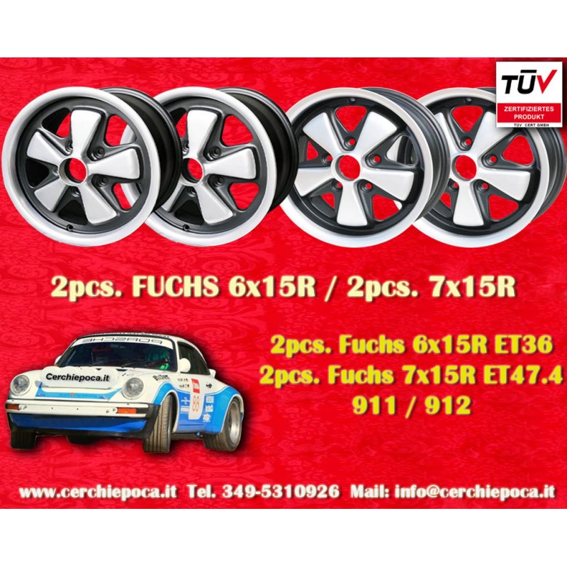 4 jantes Fuchs 6x15 + 7x15 5x130 Porsche 356 C SC 911 -1989 914-6