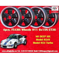 4 cerchi Fuchs 6x15 5x130 Porsche 911 -1989 914-6 944 -1986 924 turbo-Carrera GT matt black/diamond cut