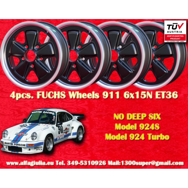 4 Felgen Fuchs 6x15 5x130 Porsche 911 -1989 914-6 944 -1986 924 turbo-Carrera GT matt black/diamond cut