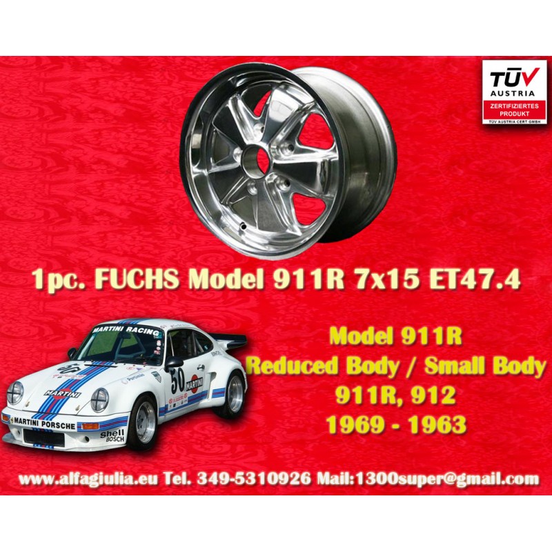 1 cerchio Fuchs 7x15 5x130 Porsche 911 -1971 fully polished