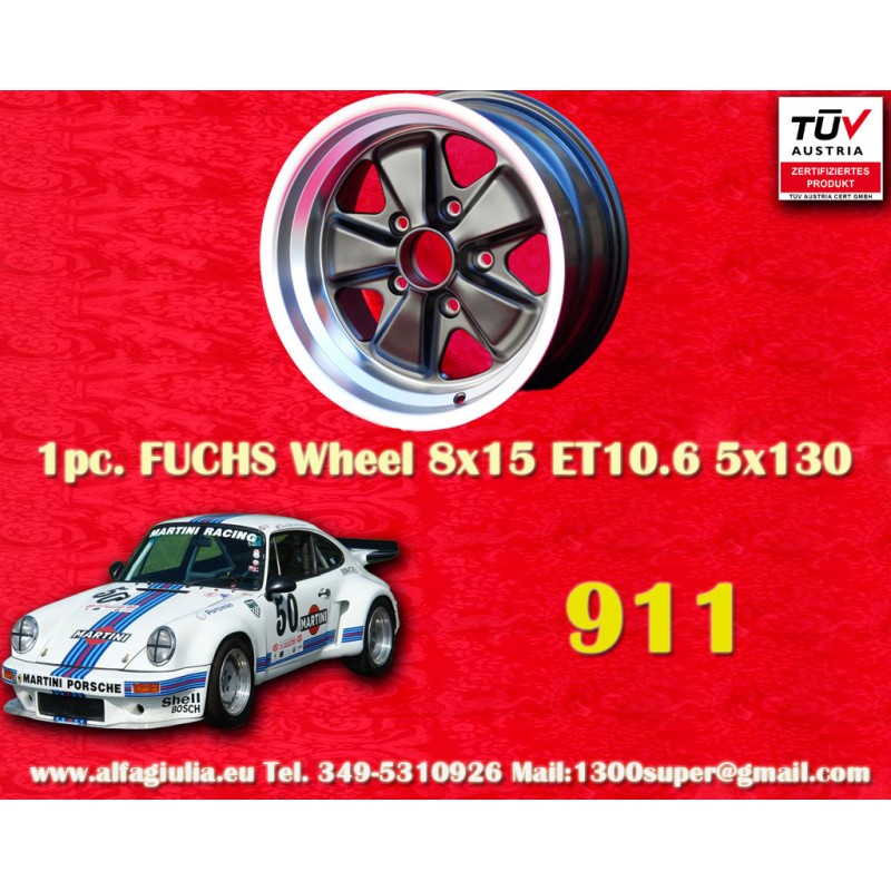 1 Felge Fuchs 8x15 5x130 Porsche 911 -1989 944 -1986 matt black/diamond cut