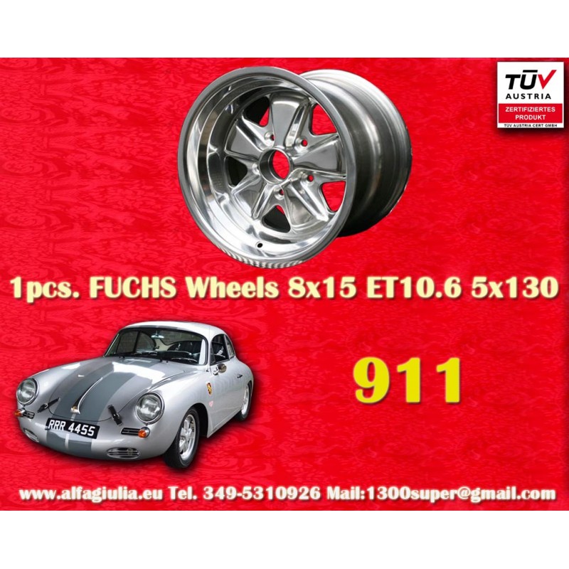 1 jante Fuchs 8x15 5x130 Porsche 911 -1989 944 -1986 fully polished