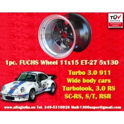 1 cerchio Fuchs 11x15 5x130 Porsche 911 turbo wide body turbolook matt black/diamond cut