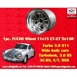 1 cerchio Fuchs 11x15 5x130 Porsche 911 turbo wide body turbolook fully polished