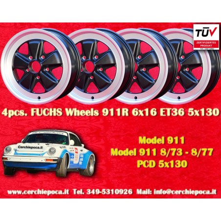 4 wheels Fuchs 6x16 5x130 Porsche 911 -1989 914-6 matt black/diamond cut