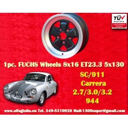 1 cerchio Fuchs 8x16 5x130 Porsche 911 SC Carrera -1989 944 -1986 turbo -1989  matt black/diamond cut