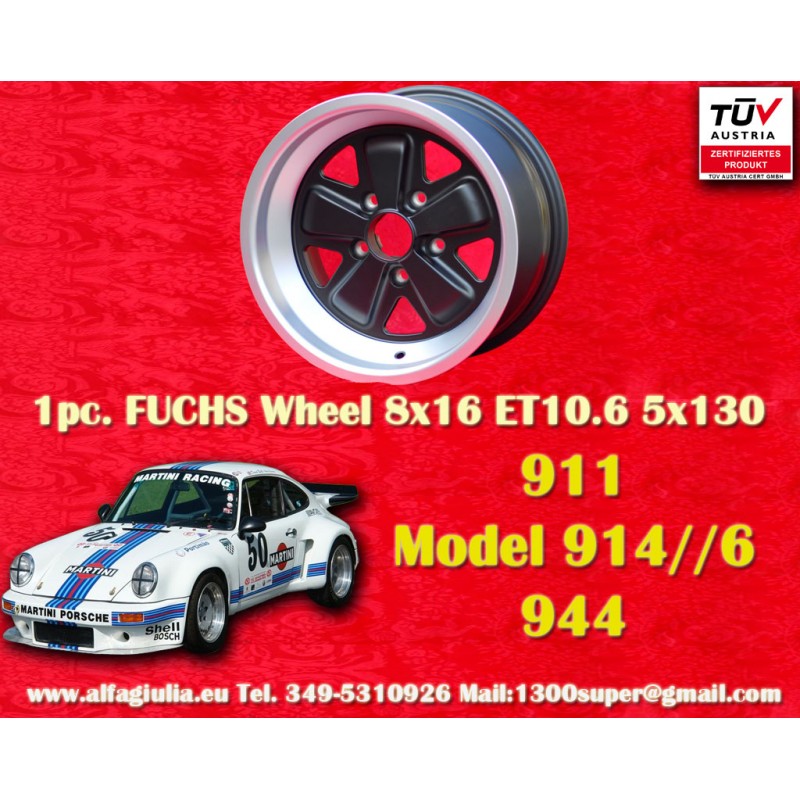 1 Felge Fuchs 8x16 5x130 Porsche 911 SC Carrera -1989 turbo -1987 matt black/diamond cut