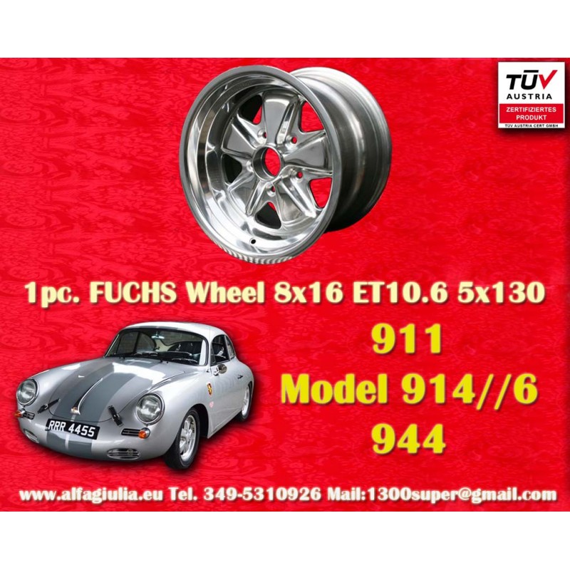 1 wheel Fuchs 8x16 5x130 Porsche 911 SC Carrera -1989 turbo -1987 fully polished